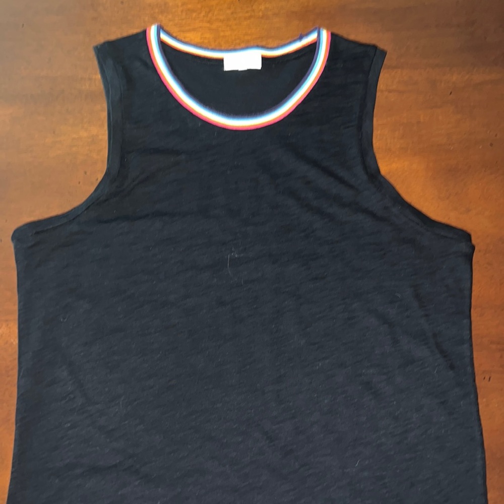 Goldie Black Muscle Tee with Red and Blue Trim
